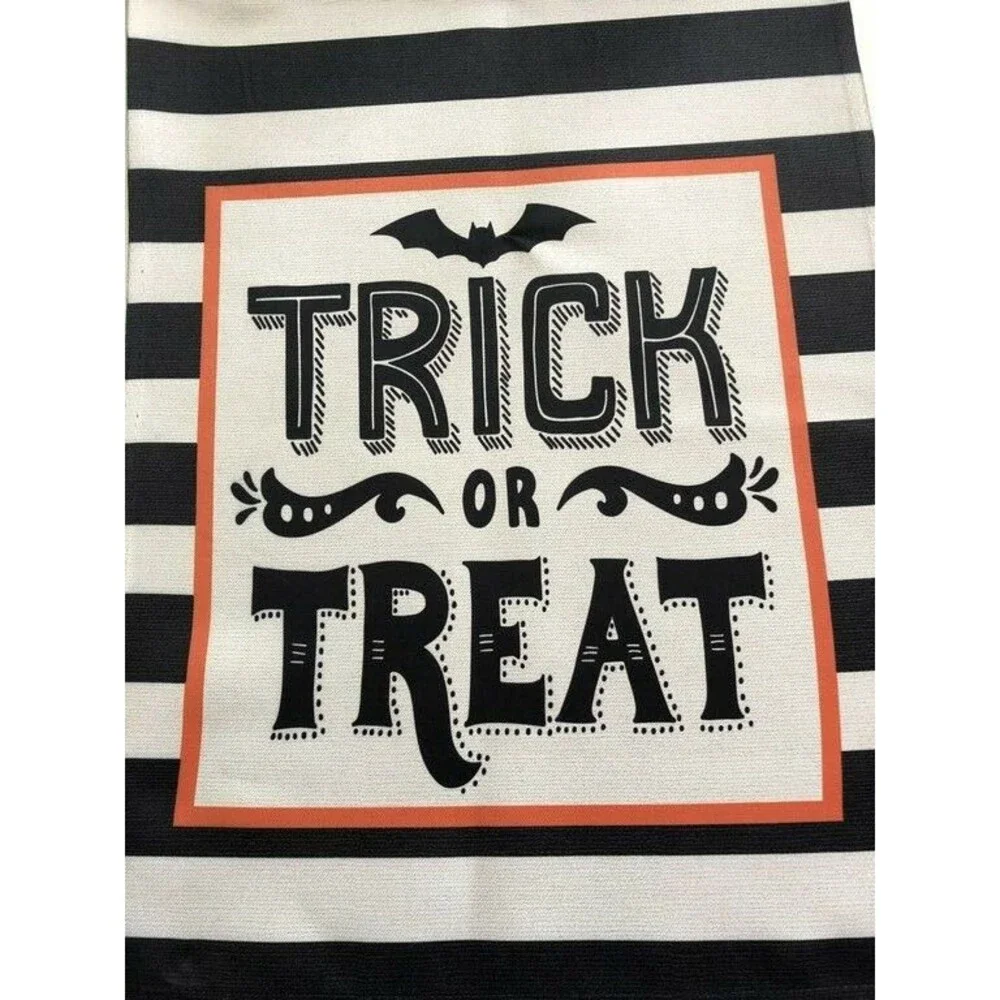 Trick Or Treat Halloween Garden Yard Flag Bat Bats Black White Stripe 12